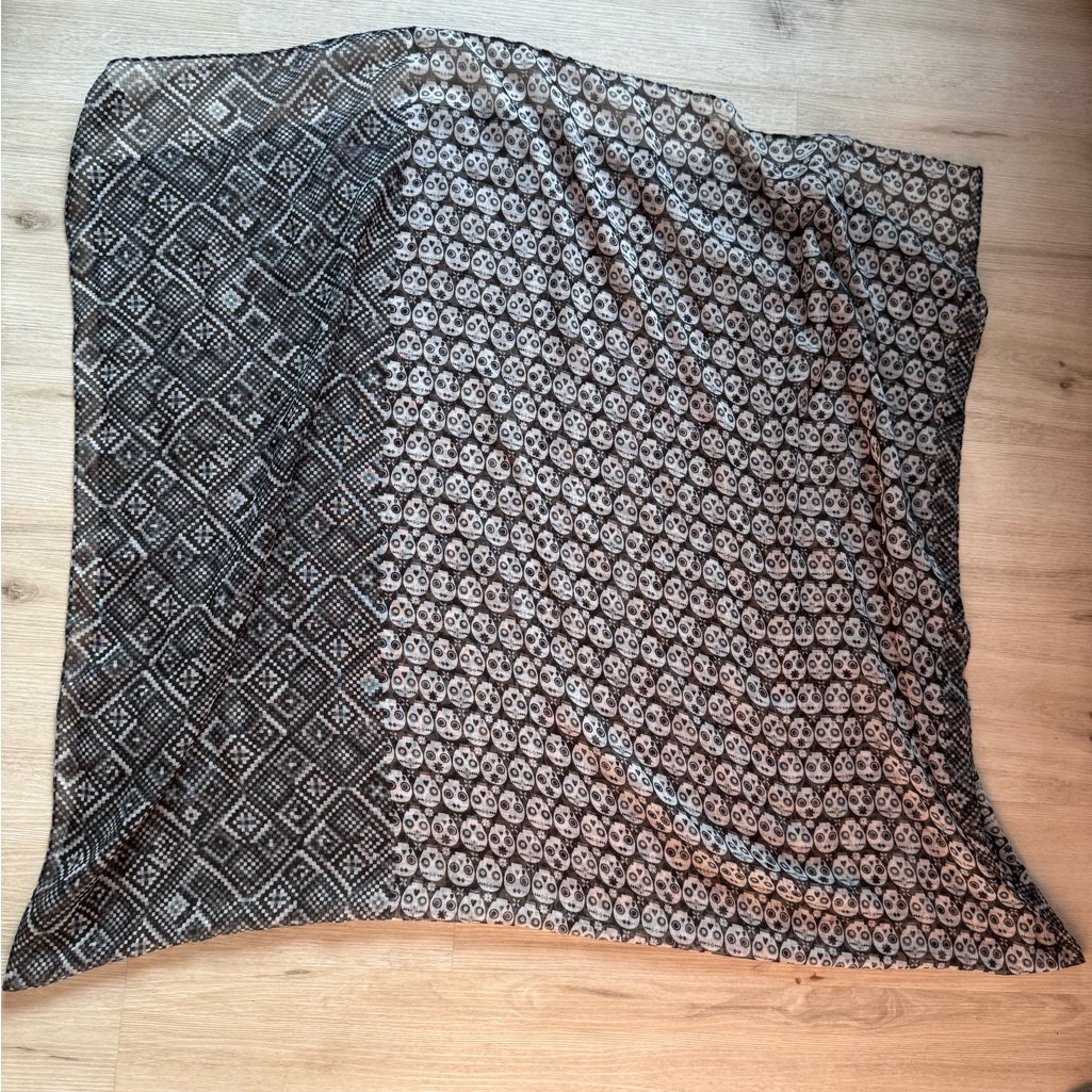 Skull, Really Big Scarf With A Lot Of Little Sculls, 72 Inches L & 43 Inches